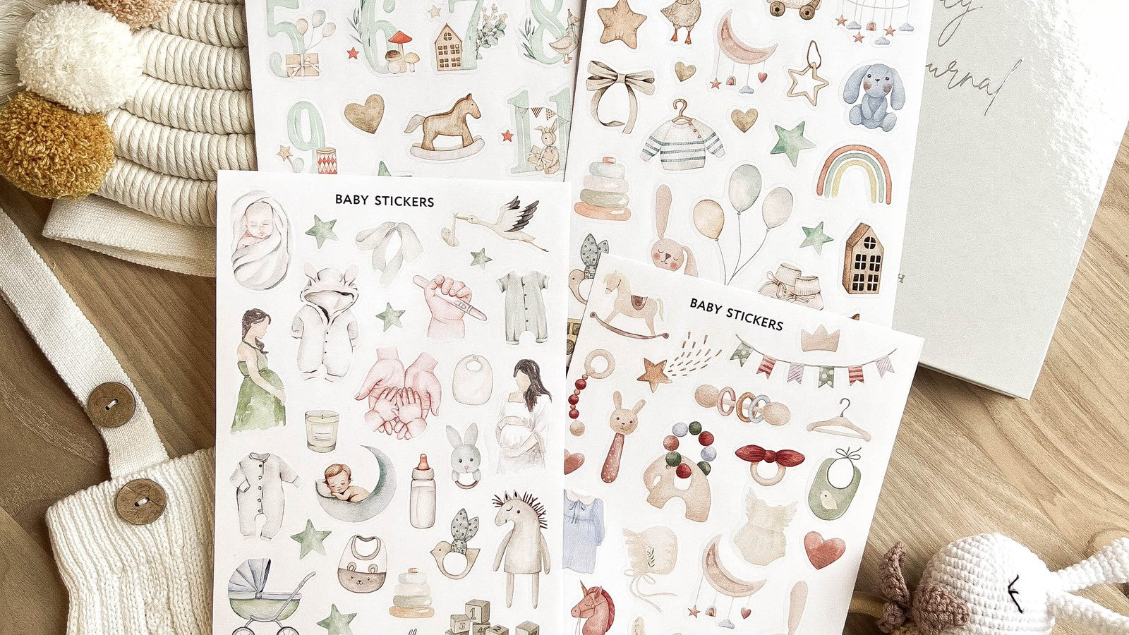 Baby milestone stickers for scrapbook and memory book decoration