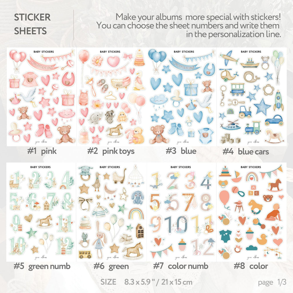 Baby scrapbook sticker pack in packaging — printed on premium matte paper