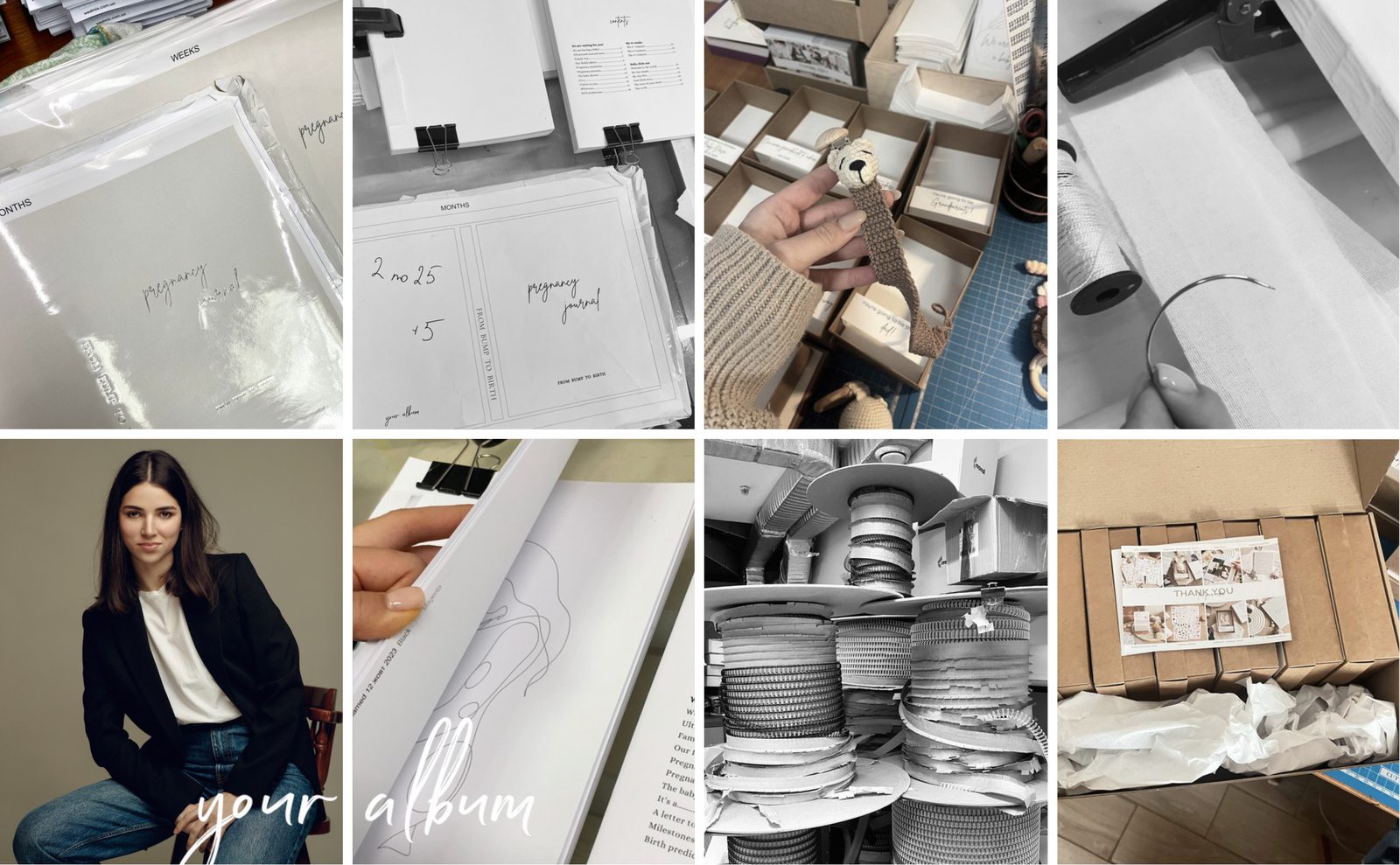 Behind the scenes of Your Album workshop in Ukraine — handmade baby memory book production and kraft packaging