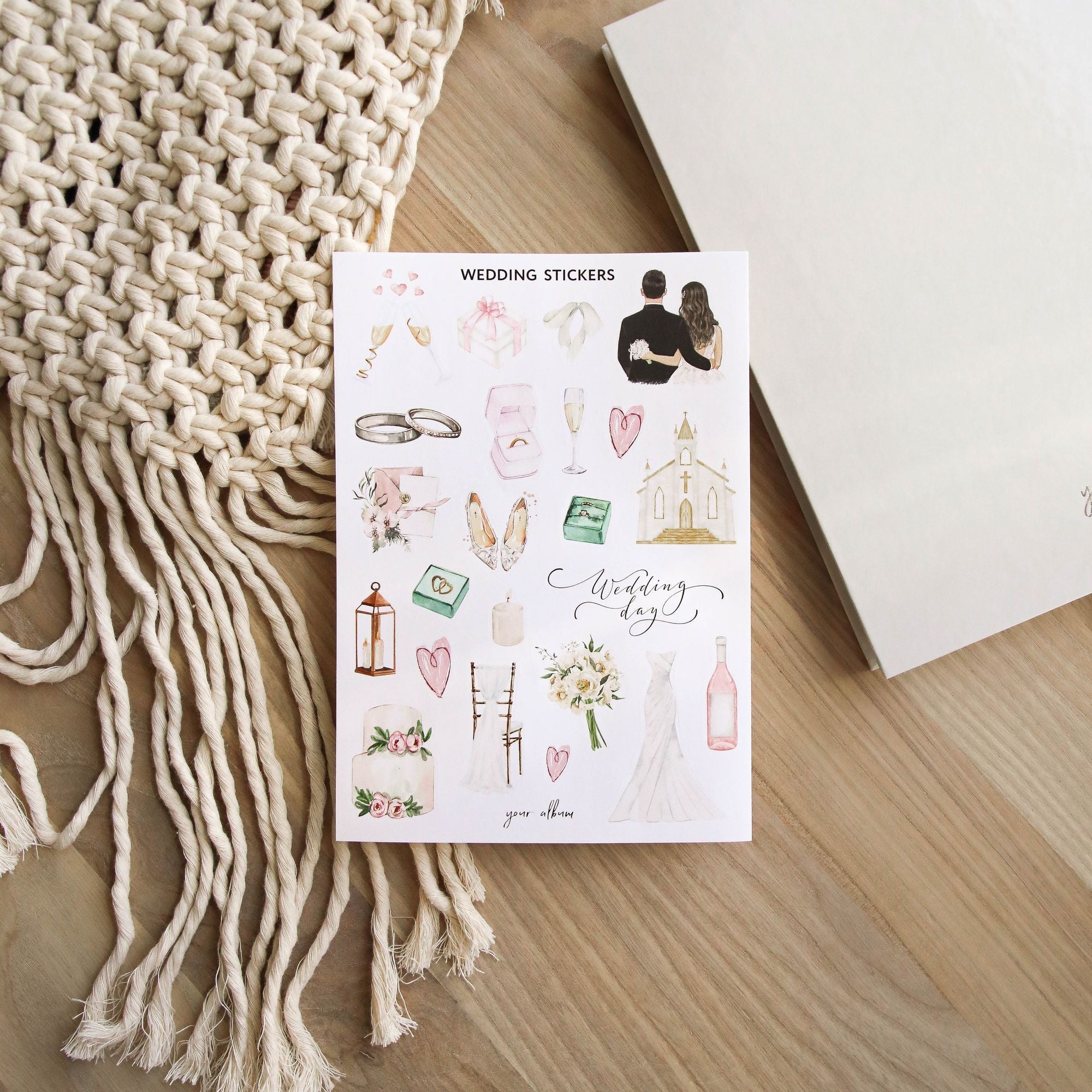 Bridal stickers applied on wedding scrapbook page showing real usage example