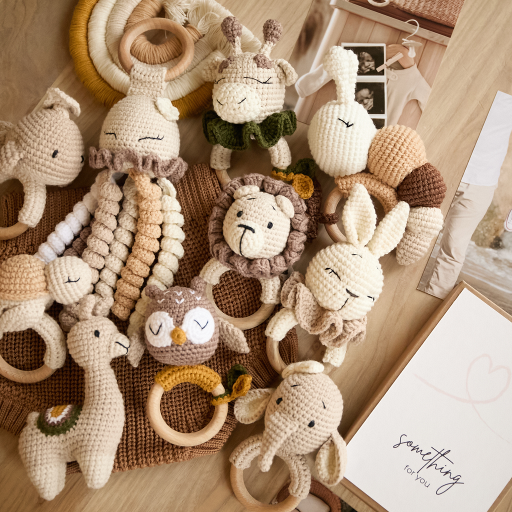 Handmade crochet baby rattle collection — all 15 animal designs for newborns