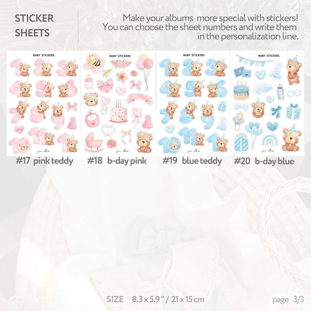 Pregnancy sticker set detail with week-by-week belly tracker decorative labels